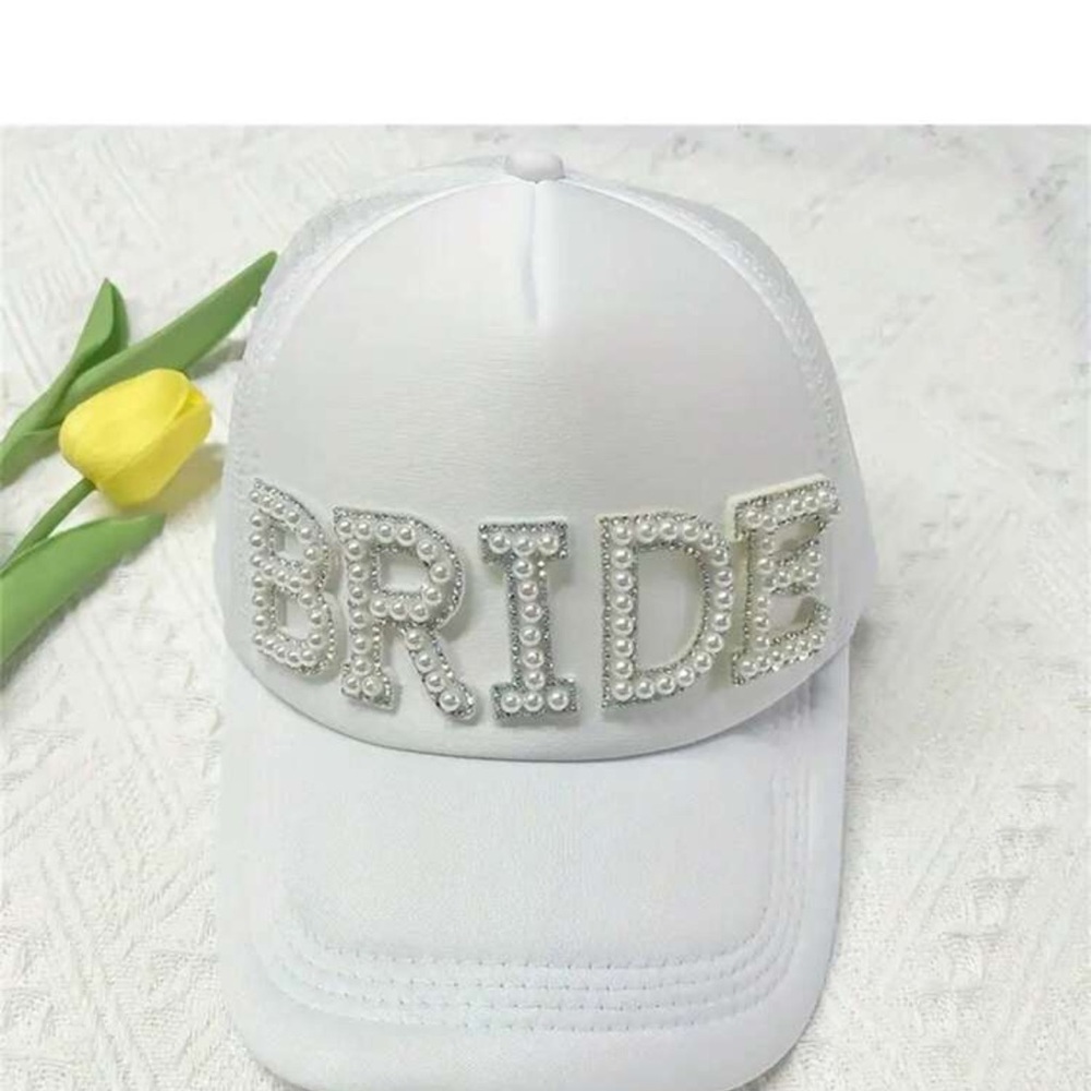 Brand New White Bride Cap with Pearl Embellishments
